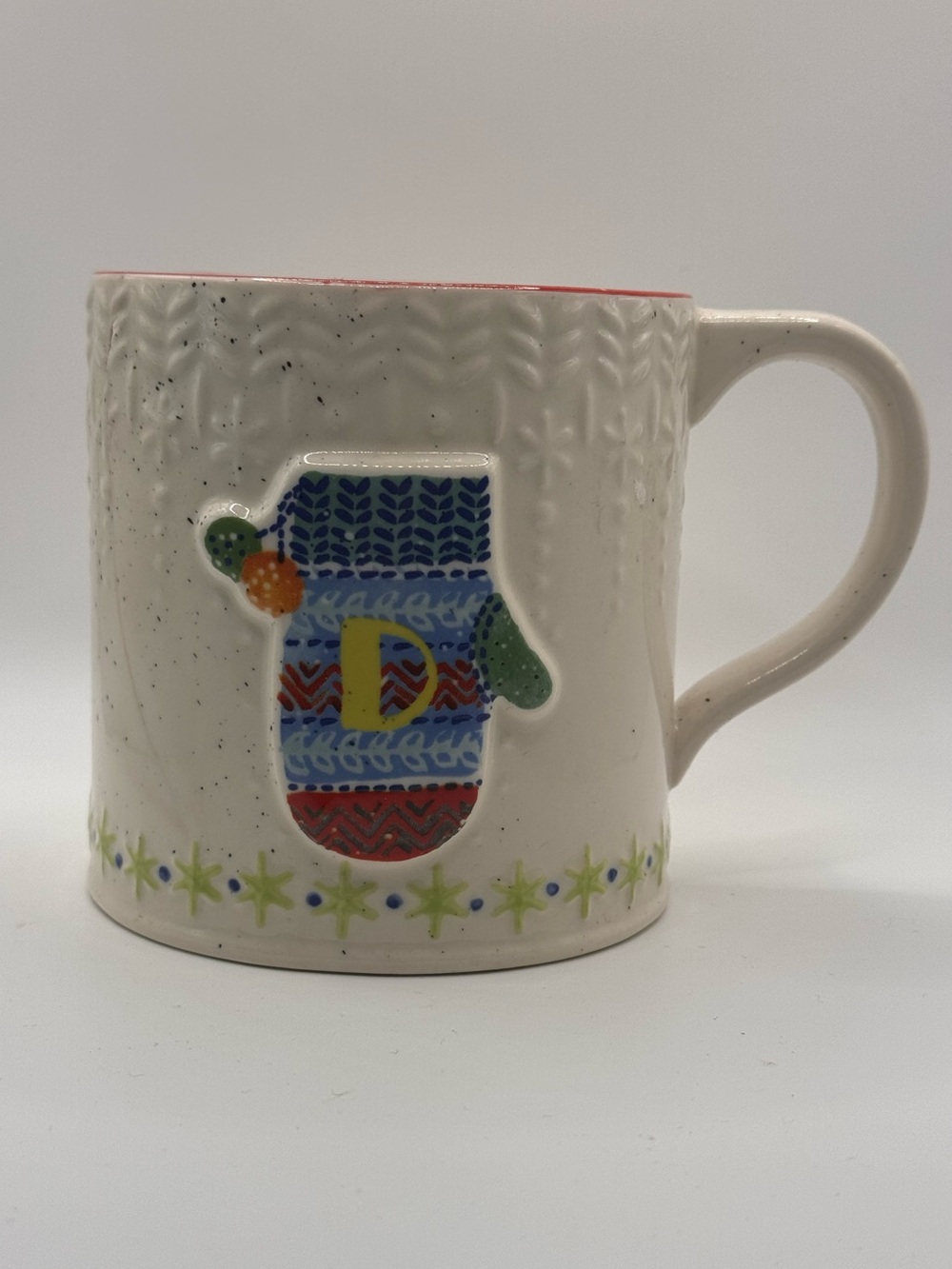 Anthropologie Bundled Up Monogram “D” Ceramic Coffee/Tea Mug. 20oz